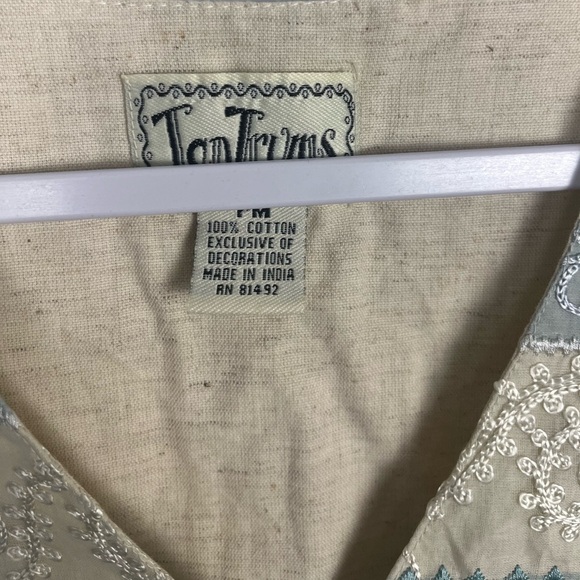 Vintage Tantrums Vest Women Pastel Striped Embroidered size petite medium - Picture 2 of 3